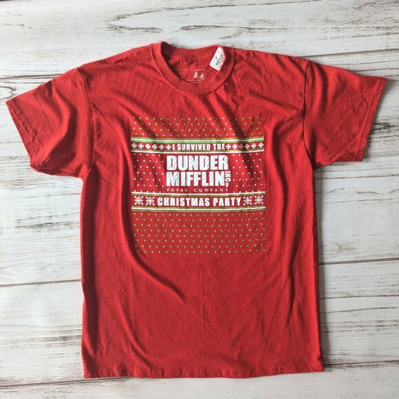 Ripple Junction The Office Dunder Mifflin Ugly Christmas Tee Shirt sz Large New - Picture 1 of 3